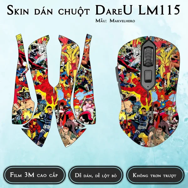 Skin dán chuột Dareu LM115 mẫu Marvelhero