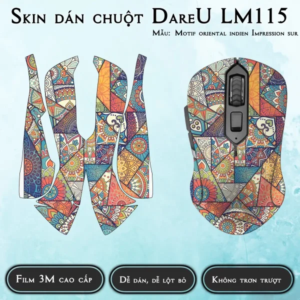 Skin dán chuột Dareu LM115 mẫu Motif oriental indien Impression sur toile