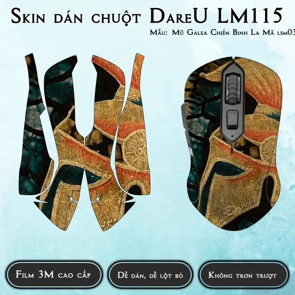 Skin dán chuột Dareu LM115 mẫu Mũ Galea Chiến Binh La Mã lsm032