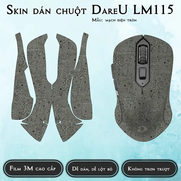 Skin dán chuột Dareu LM115 mẫu mạch điện tròn