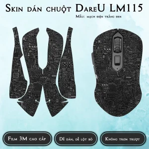 Skin dán chuột Dareu LM115 mẫu mạch điện trắng đen