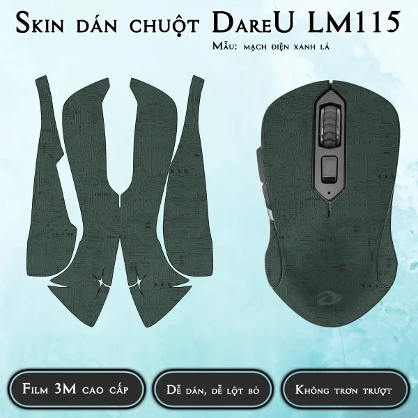 Skin dán chuột Dareu LM115 mẫu mạch điện xanh lá
