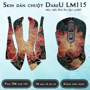 Skin dán chuột Dareu LM115 mẫu Mẫu Đơn Phú Quý lsm065