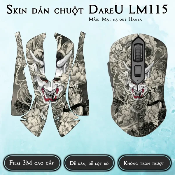 Skin dán chuột Dareu LM115 mẫu Mặt nạ quỷ Hanya