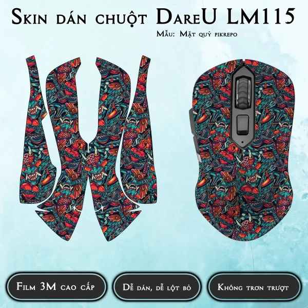 Skin dán chuột Dareu LM115 mẫu Mặt quỷ pikrepo