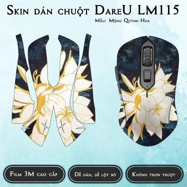 Skin dán chuột Dareu LM115 mẫu Mộng Quỳnh Hoa