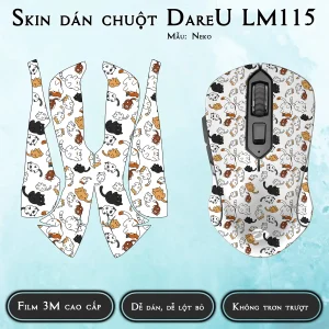 Skin dán chuột Dareu LM115 mẫu Neko