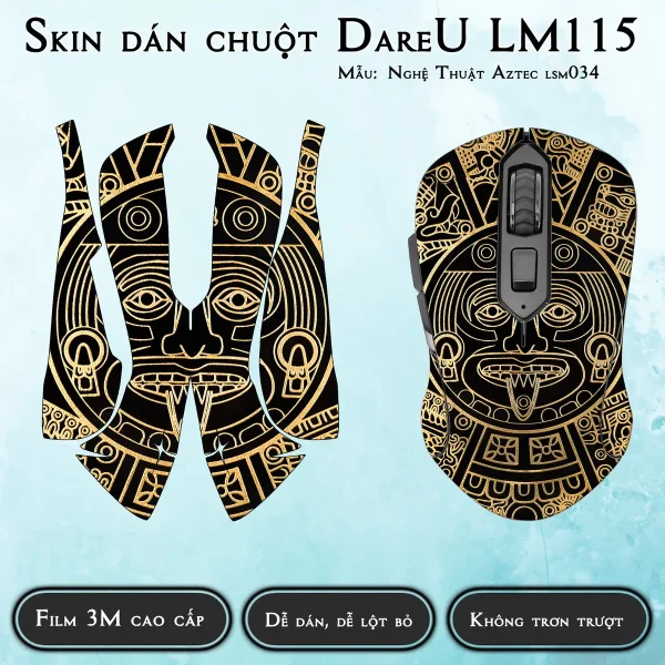 Skin dán chuột Dareu LM115 mẫu Nghệ Thuật Aztec lsm034
