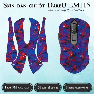 Skin dán chuột Dareu LM115 mẫu người nhện Zaap PowThwip