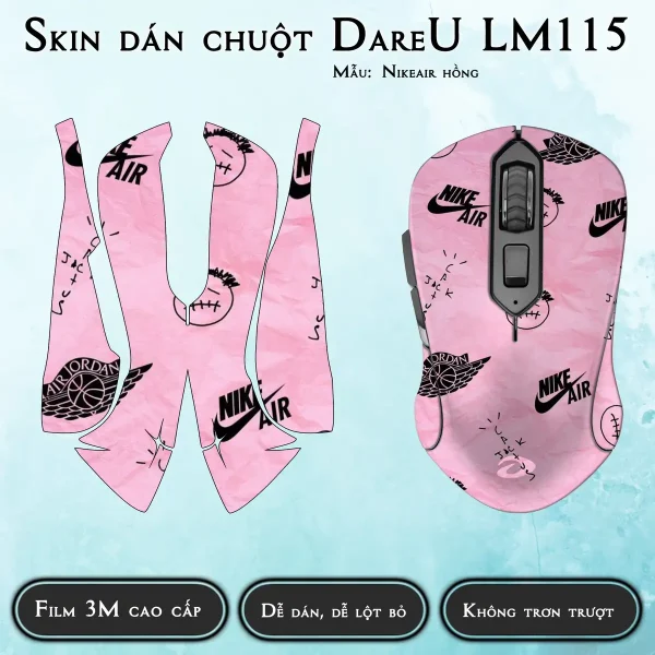 Skin dán chuột Dareu LM115 mẫu Nikeair hồng