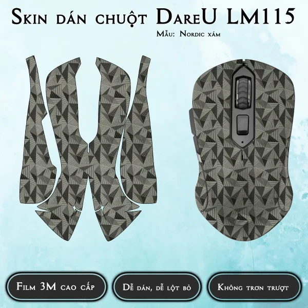 Skin dán chuột Dareu LM115 mẫu Nordic xám