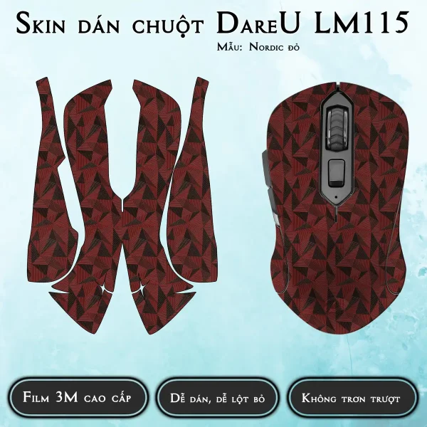 Skin dán chuột Dareu LM115 mẫu Nordic đỏ
