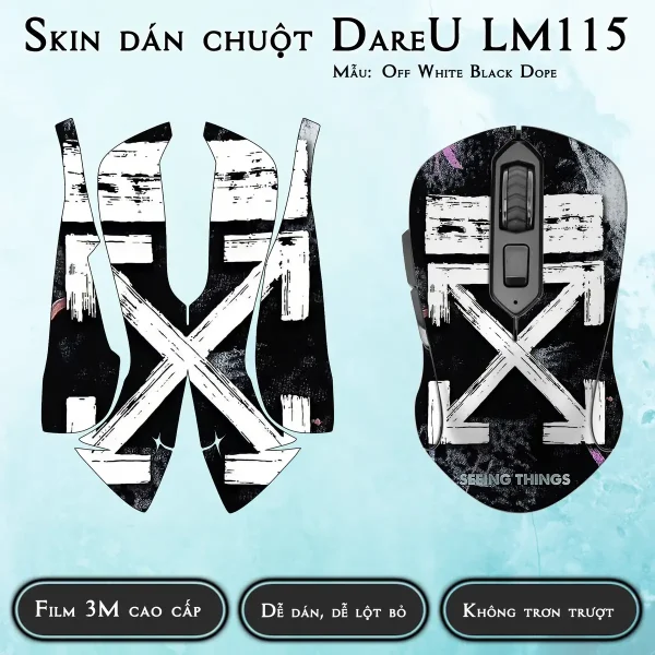 Skin dán chuột Dareu LM115 mẫu Off White Black Dope