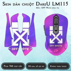 Skin dán chuột Dareu LM115 mẫu OFF White hồng tím