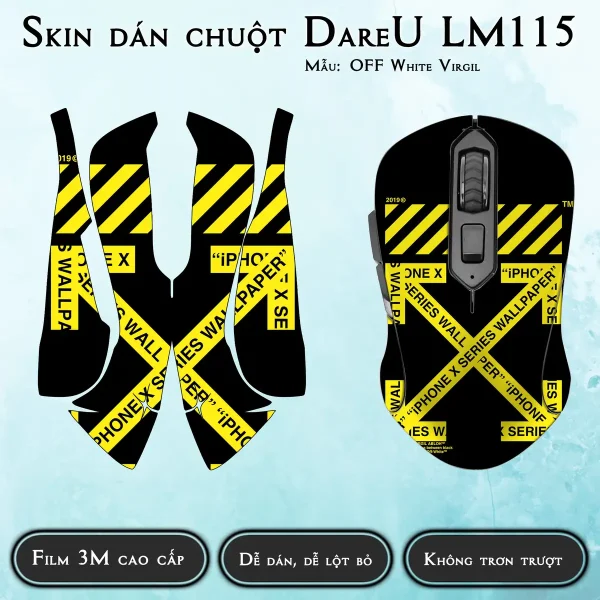 Skin dán chuột Dareu LM115 mẫu OFF White Virgil