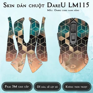 Skin dán chuột Dareu LM115 mẫu Ombre cubes xanh hồng