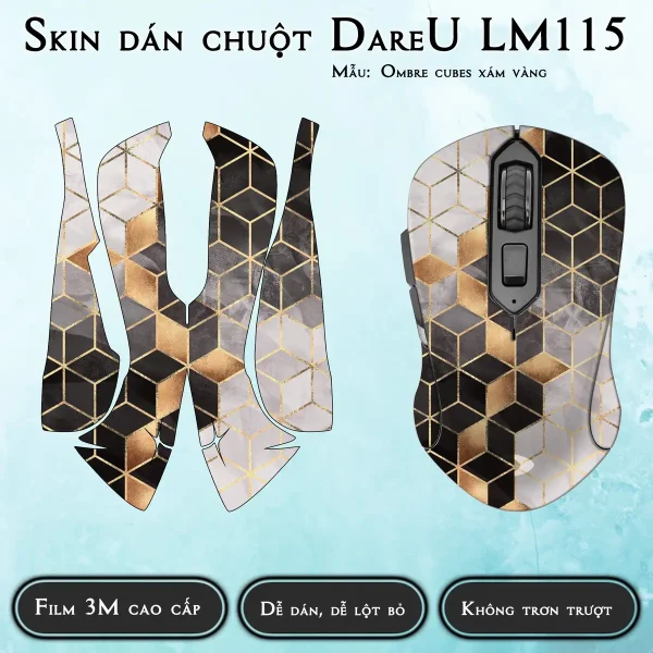 Skin dán chuột Dareu LM115 mẫu Ombre cubes xám vàng