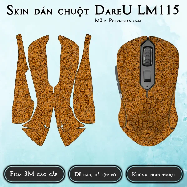 Skin dán chuột Dareu LM115 mẫu Polynesian cam