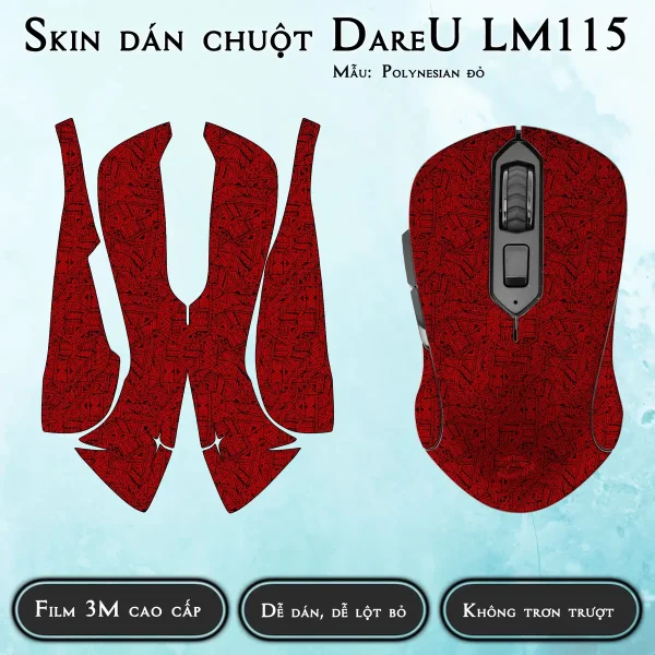 Skin dán chuột Dareu LM115 mẫu Polynesian đỏ
