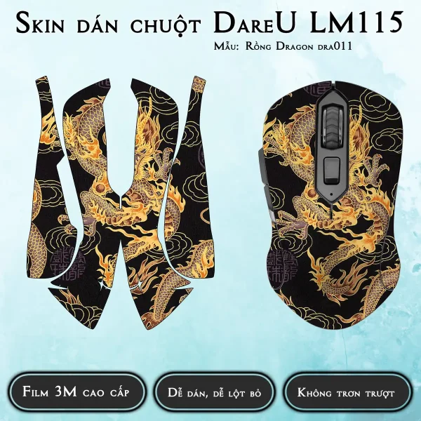 Skin dán chuột Dareu LM115 mẫu Rồng Dragon dra011