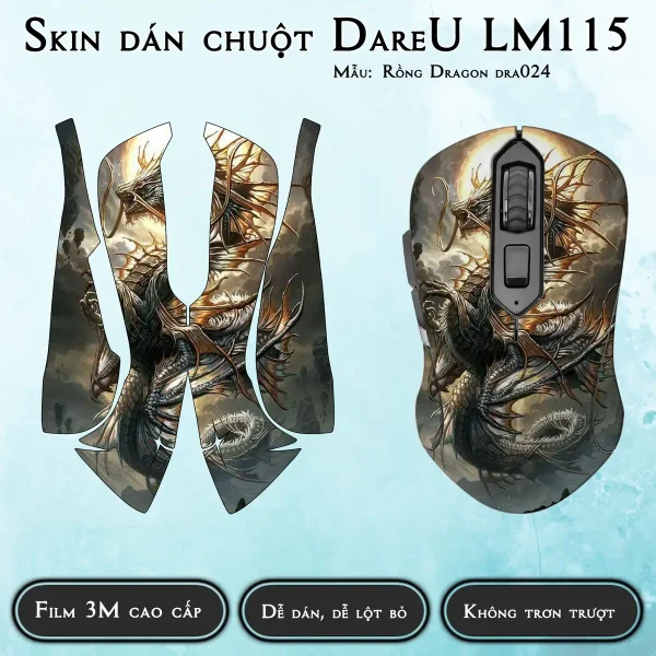 Skin dán chuột Dareu LM115 mẫu Rồng Dragon dra024