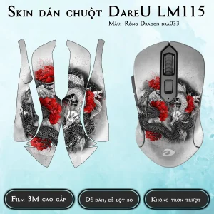 Skin dán chuột Dareu LM115 mẫu Rồng Dragon dra033