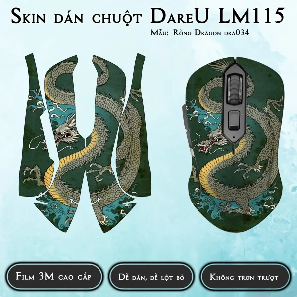 Skin dán chuột Dareu LM115 mẫu Rồng Dragon dra034
