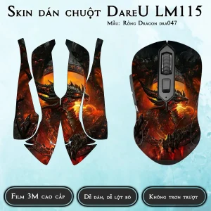 Skin dán chuột Dareu LM115 mẫu Rồng Dragon dra047