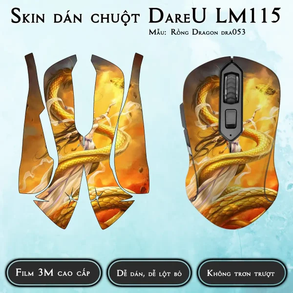 Skin dán chuột Dareu LM115 mẫu Rồng Dragon dra053