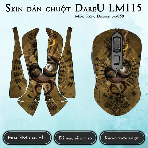 Skin dán chuột Dareu LM115 mẫu Rồng Dragon dra059