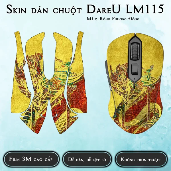 Skin dán chuột Dareu LM115 mẫu Rồng Phương Đông