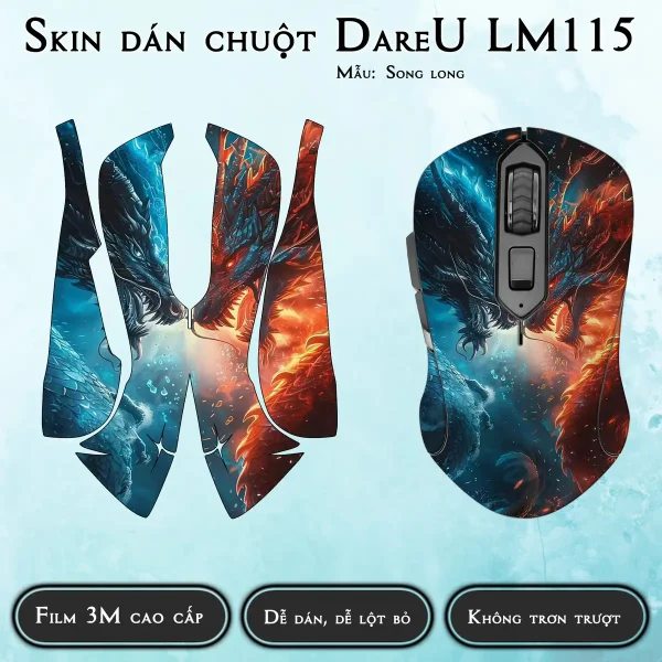 Skin dán chuột Dareu LM115 mẫu Song long