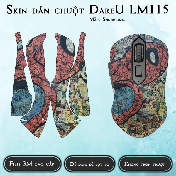 Skin dán chuột Dareu LM115 mẫu Spidercomic