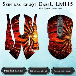 Skin dán chuột Dareu LM115 mẫu Spiderman bùng cháy