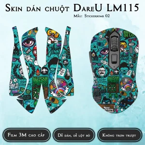 Skin dán chuột Dareu LM115 mẫu Stickerbomb 02