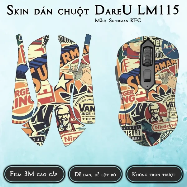 Skin dán chuột Dareu LM115 mẫu Superman KFC
