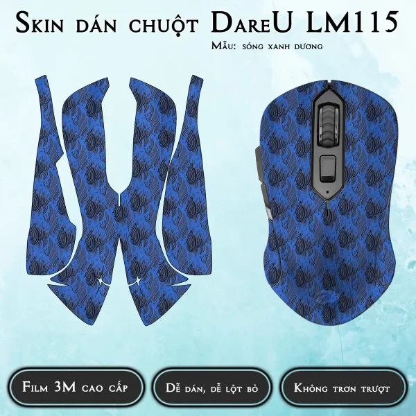 Skin dán chuột Dareu LM115 mẫu sóng xanh dương