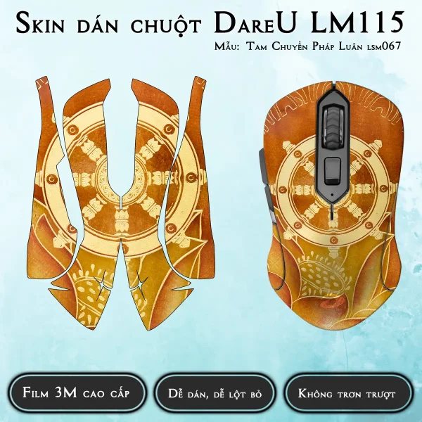 Skin dán chuột Dareu LM115 mẫu Tam Chuyển Pháp Luân lsm067