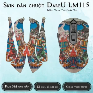 Skin dán chuột Dareu LM115 mẫu Thần Thú Chiêu Tài