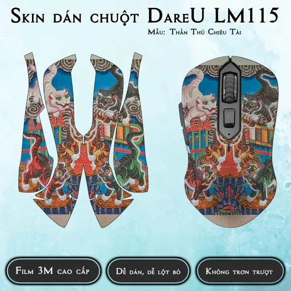 Skin dán chuột Dareu LM115 mẫu Thần Thú Chiêu Tài