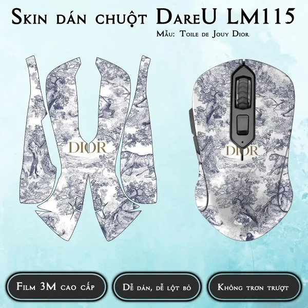 Skin dán chuột Dareu LM115 mẫu Toile de Jouy Dior