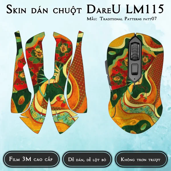 Skin dán chuột Dareu LM115 mẫu Traditional Patterns patt07