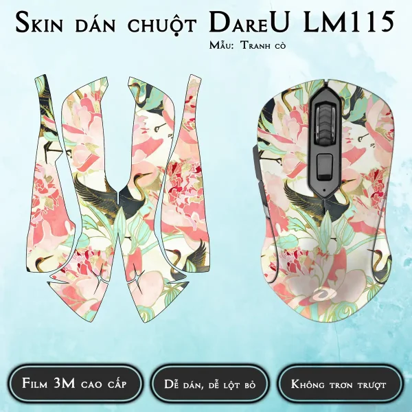 Skin dán chuột Dareu LM115 mẫu Tranh cò