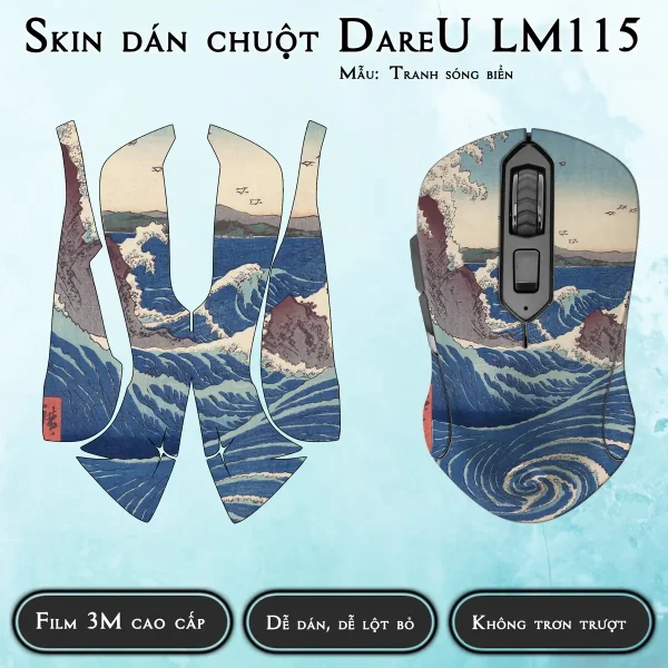 Skin dán chuột Dareu LM115 mẫu Tranh sóng biển