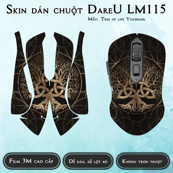 Skin dán chuột Dareu LM115 mẫu Tree of life Yggdrasil