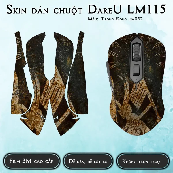 Skin dán chuột Dareu LM115 mẫu Trống Đồng lsm052