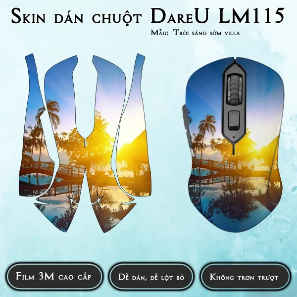 Skin dán chuột Dareu LM115 mẫu Trời sáng sớm villa