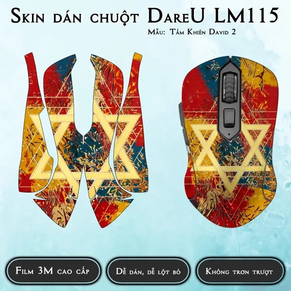 Skin dán chuột Dareu LM115 mẫu Tấm Khiên David 2
