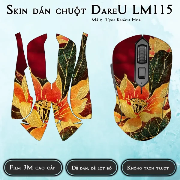 Skin dán chuột Dareu LM115 mẫu Tịnh Khách Hoa