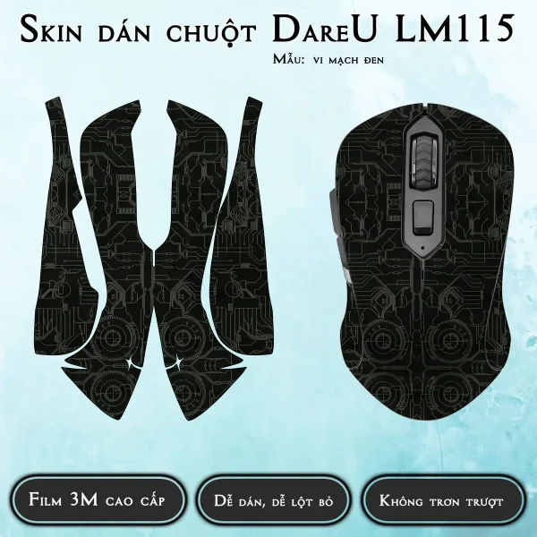 Skin dán chuột Dareu LM115 mẫu vi mạch đen